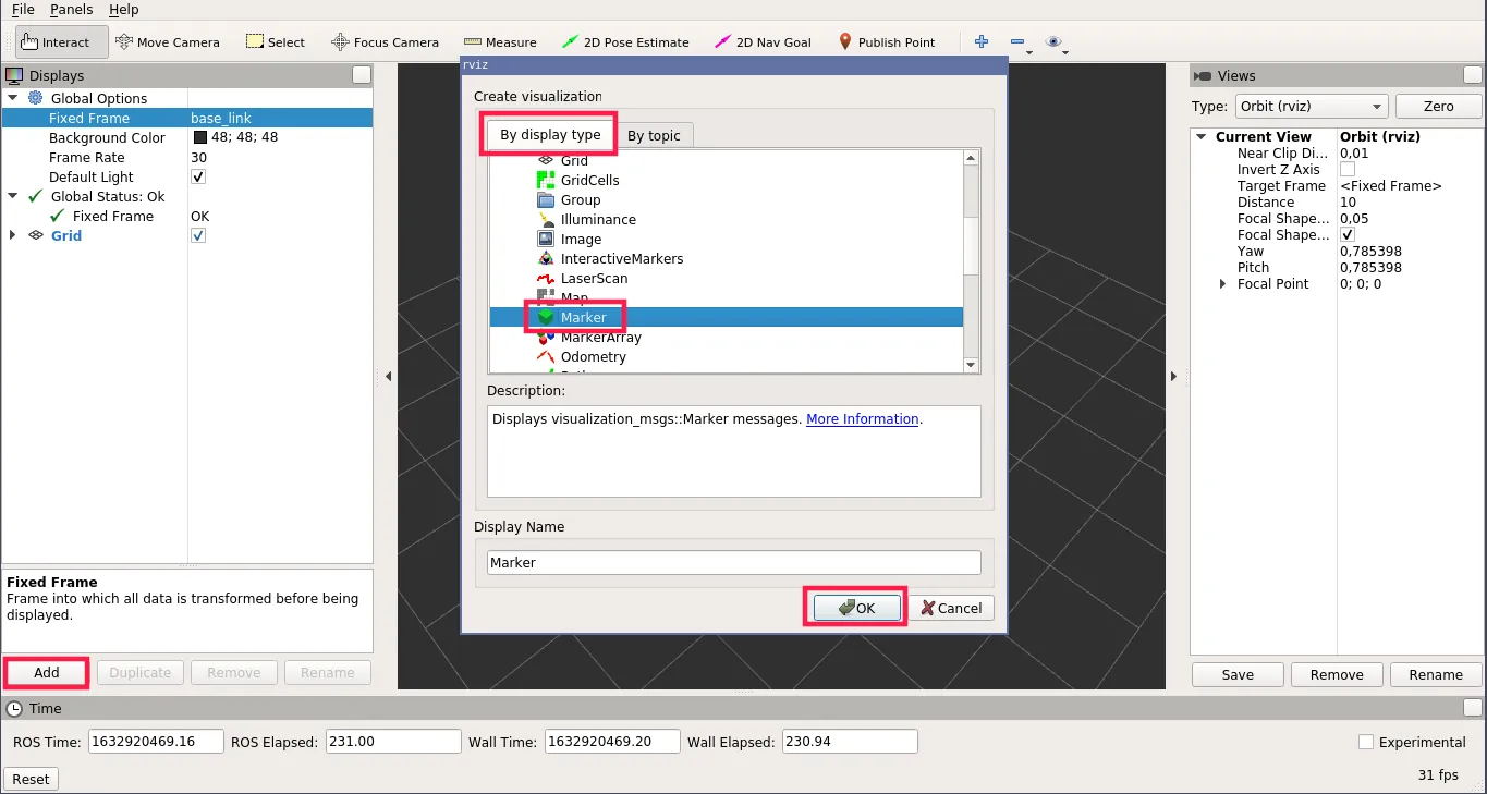 Adding Marker topic to visualization marker in RViz
